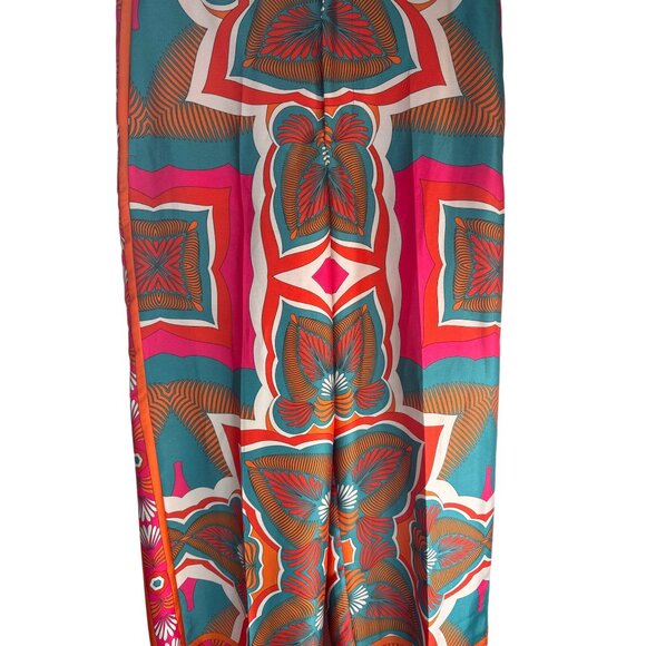 ZARA Wide-Leg Pants High Rise Small Multicolor Geometric Print Polyester - Picture 5 of 15